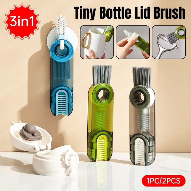 1/2pcs 3-in-1 U Shaped Bottle Thermos Cup Cleaning Brush with Rotating Heads