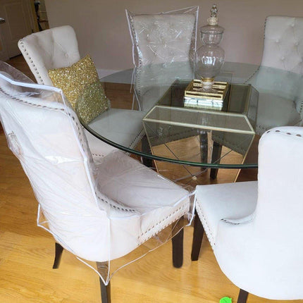 Elastic PVC Dining Chair Cushion Cover Universal Seat Protector with Backrest