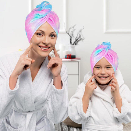 2PCS Mermaid Microfiber Hair Drying Cap Quick-Dry Soft Shower Hat