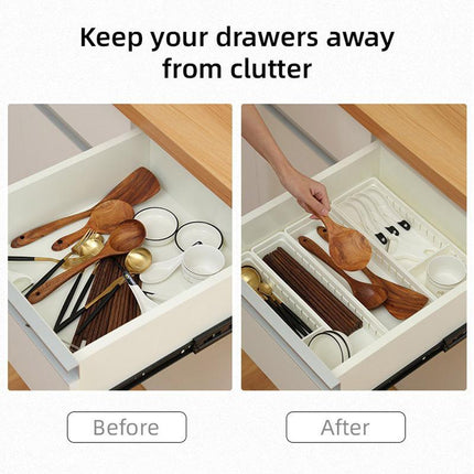 4PCS Drawer Storage Organizer Box Multi Compartment Kitchen Tableware Sorting