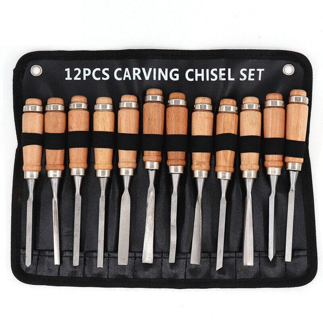 12 Wood Turning Lathe Chisel Woodworking Set - Aimall