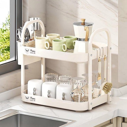 Double Layer Shelf Storage Rack for Water Cups Tea Cups Organizer Kitchen Rack