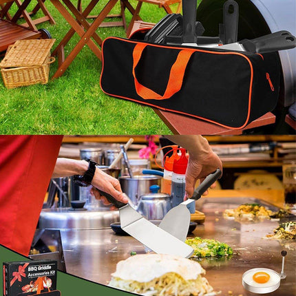 17 Piece BBQ Grill Tools Set Outdoor Barbecue Spatula Shovel Stainless Steel Kit