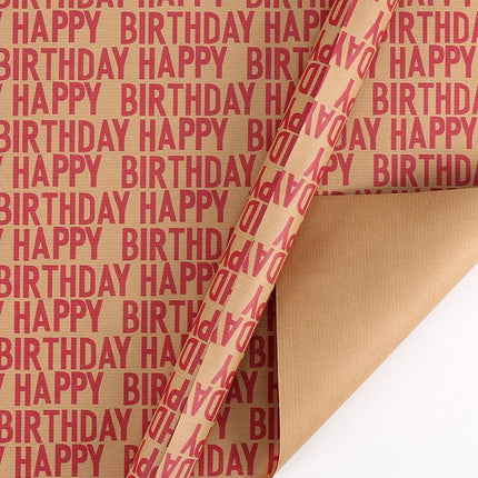 Vintage Kraft Wrapping Paper Happy Birthday Gift Box Wrapping Paper for Presents