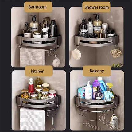 Single Tier Triangle Bathroom Shower Shelf Organizer Rack Wall Mounted Storage