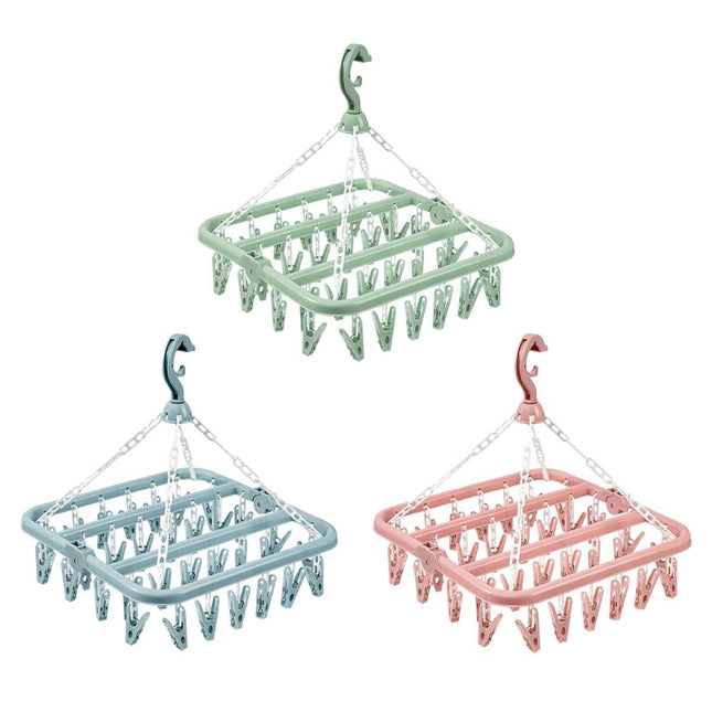 3PCS Multifunctional Plastic Clothes Drying Rack Hanging Rack Sun Rack Clips