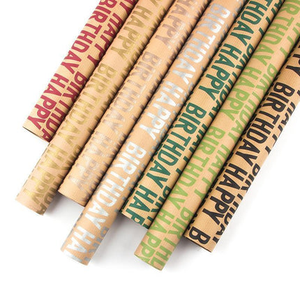 Vintage Kraft Wrapping Paper Happy Birthday Gift Box Wrapping Paper for Presents