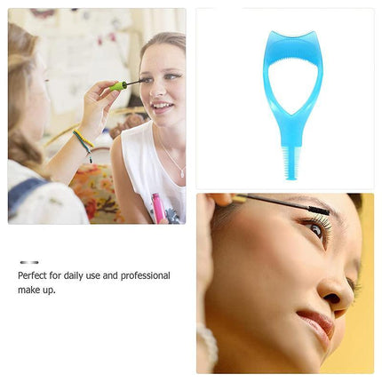 3 In 1 Eyelash Mascara Makeup Guard Protect Tool Applicator Curler Comb Lashes - Aimall