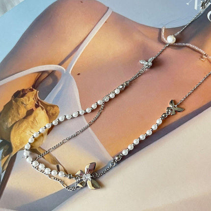 Elegant Butterfly Pendant Necklace for Women Jewelry Layered Chain Design