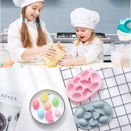 2PCS Easter Rabbit Egg Silicone Molds DIY Baking Mold for Cake Chocolate Decor