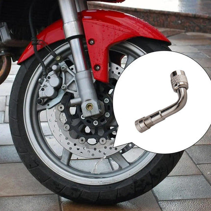 2X Car Motorbike Tyre Valve Extension Adaptor 90 Degree Angle Silver Nozzles