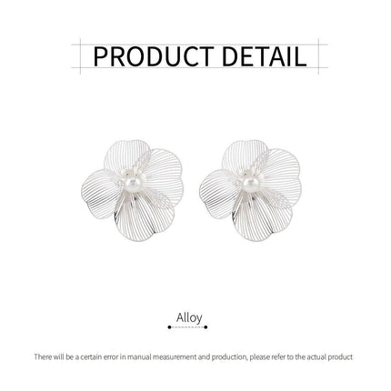 Exaggerated Large Flower pearl Earrings Women Fashion Jewelry Charming Ear Stud