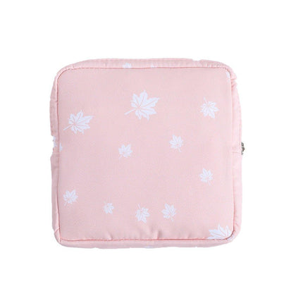 3PCS Cotton Sanitary Napkin Storage Bag Pink Leaves Cactus Dots Portable Pouch