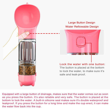 Portable Pet Water Drink Bottle Dog Travel Bowl Dispenser Rubbish Disposal Bags