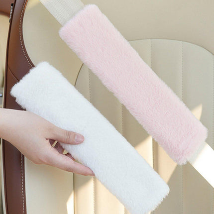 Winter Plush Shoulder Strap Cover Neck Cushion Pad for Comfortable Car Travel 2PCS