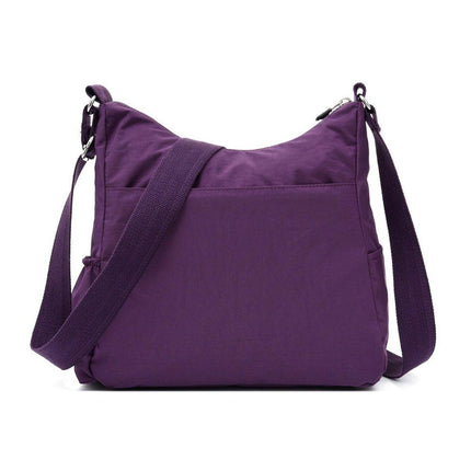 Purple Shoulder Bag Nylon Fabric Crossbody Travel Bag for Women Casual Use