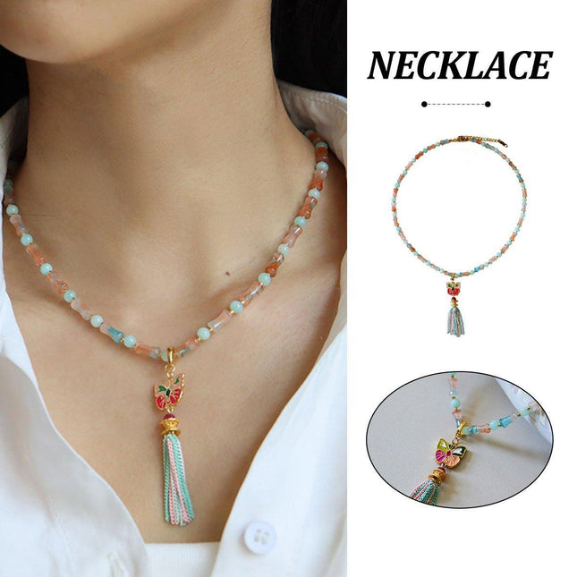 New Chinese Colorful Butterfly Necklace Women Simple Elegant Jewelry Design