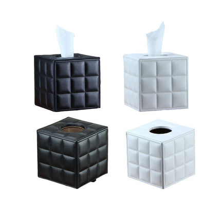 Luxury Leather Square Tissue Box Living Room Hotel Roll Paper Tube Holder