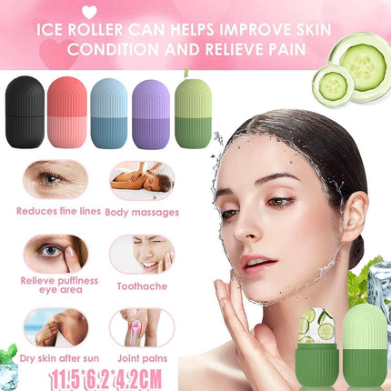 Ice Facial Cube Massager Ice Roller to Depuff Sculpt Face Pink Shrink Pores - Aimall