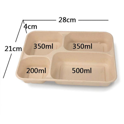 25/50pcs Biodegradable Lunch Box Microwaveable Tray with Compartment Paper Lid