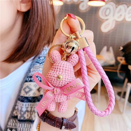 Rabbit/Bear Doll Accessories Car Key Ring Keyring Ornaments Bear Keychain - Aimall