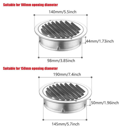 Stainless Steel Exhaust Fan Vent Outlet Flat Hood for Bathroom Kitchen Outlet