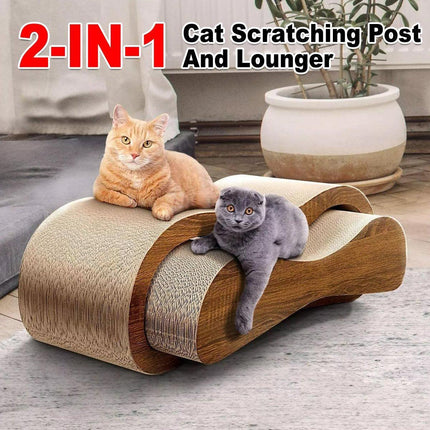2 in 1 Cat Scratching Lounge Bed Extra Wide Recyclable Cardboard Furniture