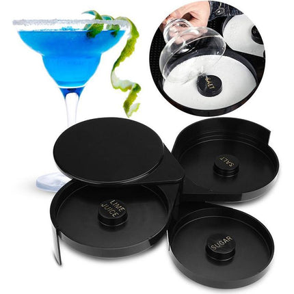 Triple Plastic Salt and Sugar Rim Container for Cocktail Juice Flavoring Dipping