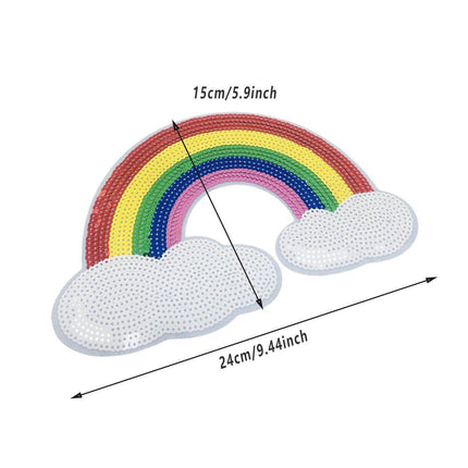 10PCS Large Colorful Sequin Embroidered Rainbow Patches DIY Clothing Accessories