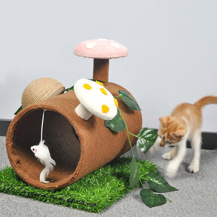 Multifunctional Cat Scratching Board Tree Pet Hut with Hole for Cats and Kittens