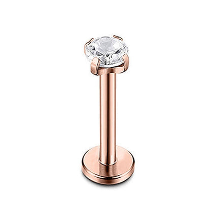 Stainless Steel Four Claw Zirconia Lip Stud Earrings Hypoallergenic Body Jewelry