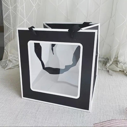 20PCS Open Window for Flower Doll Wedding Gift Transparent Square Packaging Bag