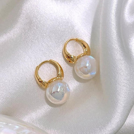 Golden Pearl Stud Earrings For Women Wedding Jewelry Perfect Gift High Style - Aimall