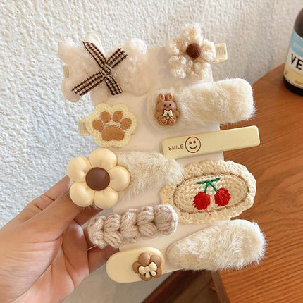 Children Plush Hair Clip Bangs Clip Cartoon Barrettes Korean Style Kids Hairpin - Aimall
