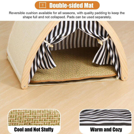 Cat House Tent Sisal Scratch Board Cat Villa Pet Nest With Double-Sided Mat