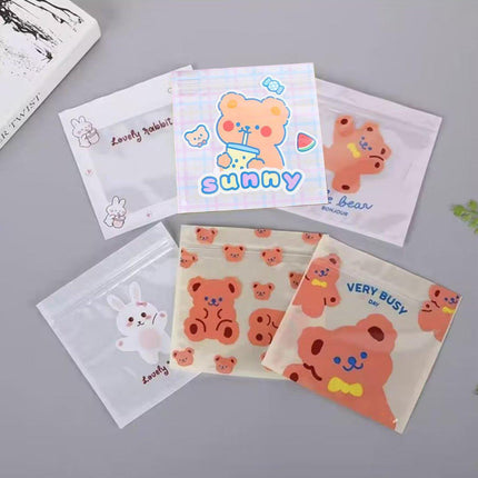 100pcs Cute Cartoon Ziplock Bags for Snacks Candy Cookies Plastic Storage Bags