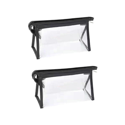 2PCS Transparent Zipper Pencil Case Cosmetic Pouch Pen Storage Bag for Girls
