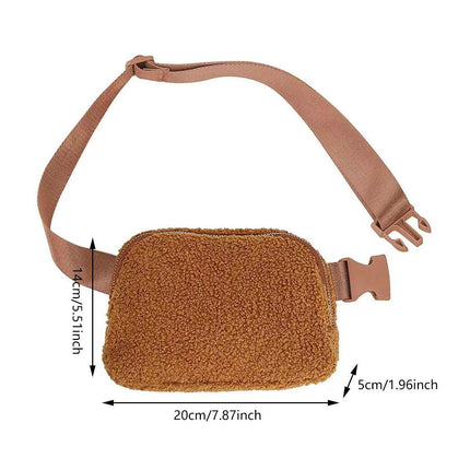 Brown Belt Bag Sherpa Crossbody Bags for Women Fanny Pack Running Workout Hiking