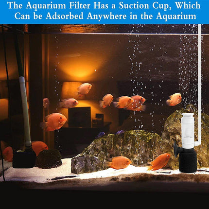 Compact Mini Aquarium Filter 3 in 1 Water Filter Aerator for Fish Tanks Quiet