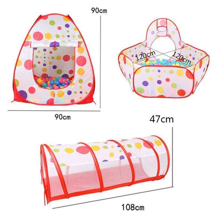Kids Pop Up Play Tent Playhouse Baby Crawl Tunnel Ball Pit Indoor Outdoor Toys - Aimall