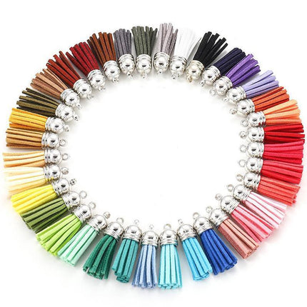50X Leather Key Chain Ring Tassel Pendants Bulk Mixed DIY Crafts Jewelry Making - Aimall