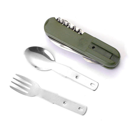 6in1 Portable Folding Knife Fork Spoon Set Outdoor Multi Functional Tableware