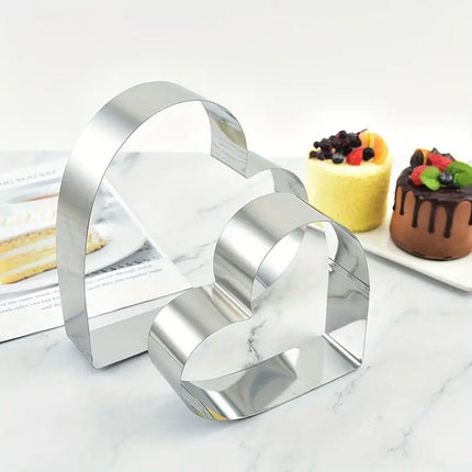 3X Stainless Steel Cake Mold 10/15/20cm Heart Baking Cake Ring For Mousse Party