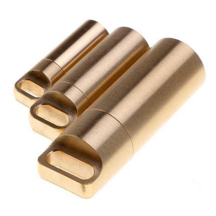 Waterproof Pill Box Case Bottle Brass Container Keyring Medicine Capsule Holder - Aimall