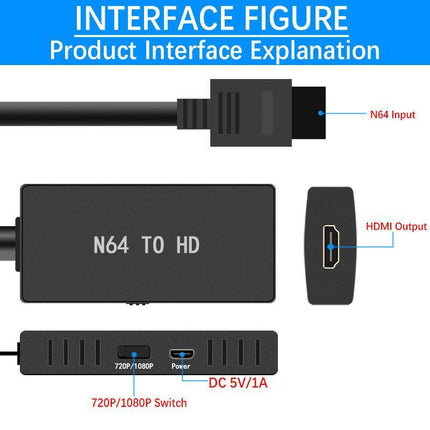 N64 To HDMI Converter Adapter HD Cable for Nintendo 64 Gamecube Super NES SNES - Aimall