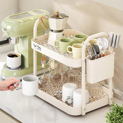 Double Layer Shelf Storage Rack for Water Cups Tea Cups Organizer Kitchen Rack