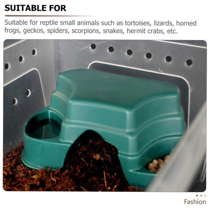 Plastic Reptile Hide Box Cave with Food Basin Easy Clean Snake Hiding Landscape