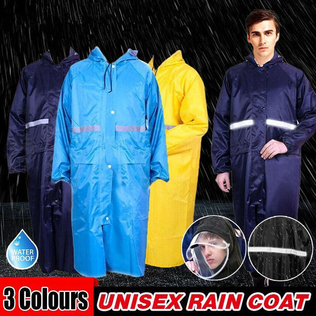 Men's Overalls Waterproof Raincoat Lightweight Work Hooded Long Coats RAIN COAT 2XL Size - Aimall