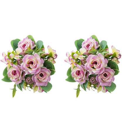 2Pcs Simulation Rose Bouquet Home Decoration Artificial Flower Arrangement Set