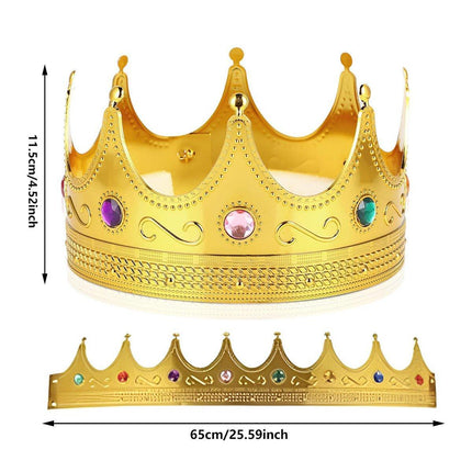 2PCS Gold King Crown Hat Prince Costume Accessory Party Masquerade Prop